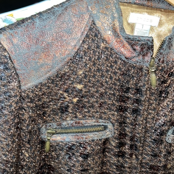 Chicos Killina Chocolate zip twist jacket - Picture 2 of 7